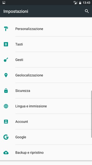 Torna al menu Impostazioni e seleziona Account