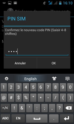Veuillez confirmer votre nouveau Code PIN et sélectionner OK