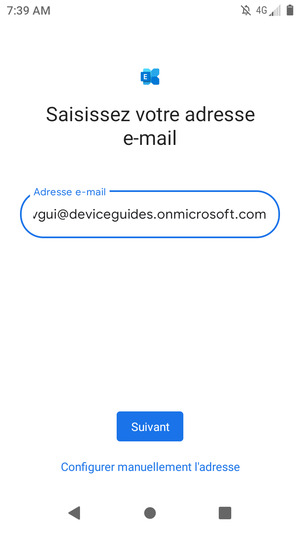 Saisissez votre adresse e-mail et sélectionnez Configurer manuellement l'adresse