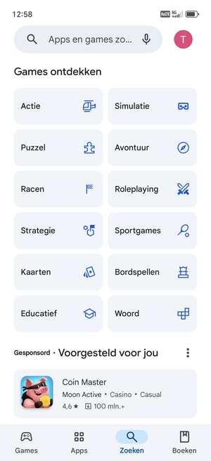 Selecteer de zoekbalk