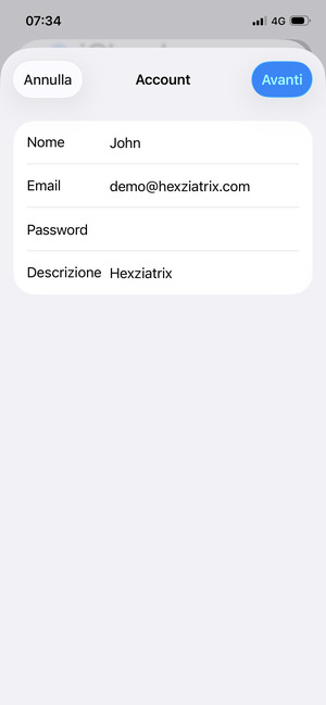 Inserisci le informazioni richieste e seleziona Avanti