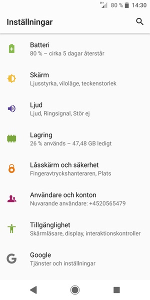 Återgå till Inställningar-menyn och välj Batteri