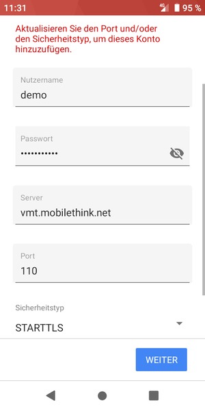 Wählen Sie Sicherheitstyp