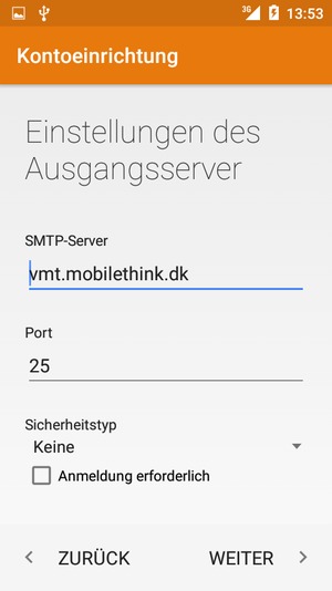 Deaktivieren Sie das Kontrollkästchen Anmeldung erforderlich und wählen Sie WEITER