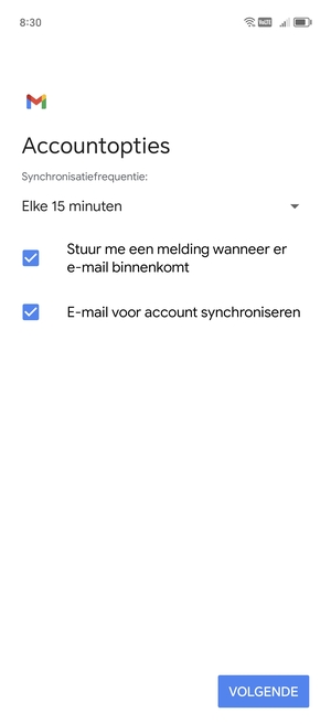 Selecteer VOLGENDE