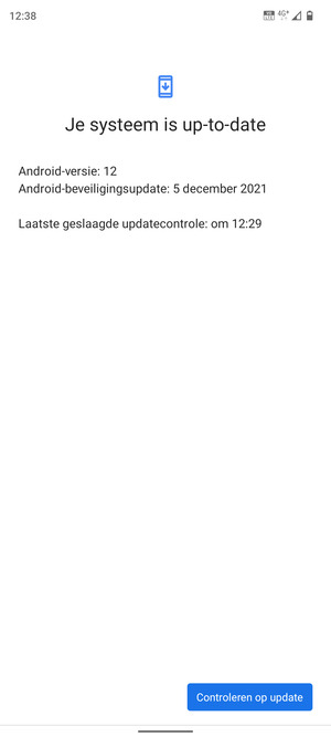 Als uw telefoon up-to-date is, zult u het volgende scherm zien