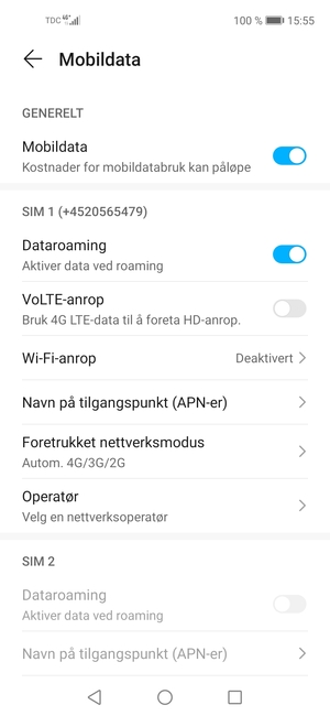 Slå Dataroaming på eller av