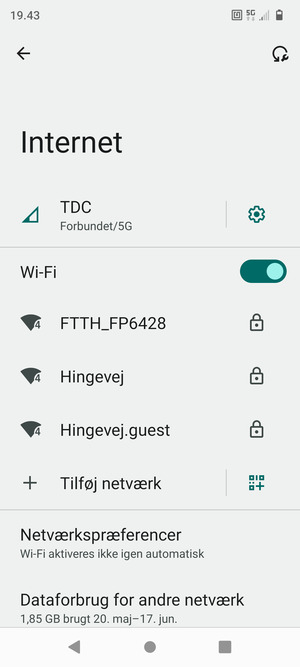 Vælg det trådløse netværk, du ønsker at oprette forbindelse til