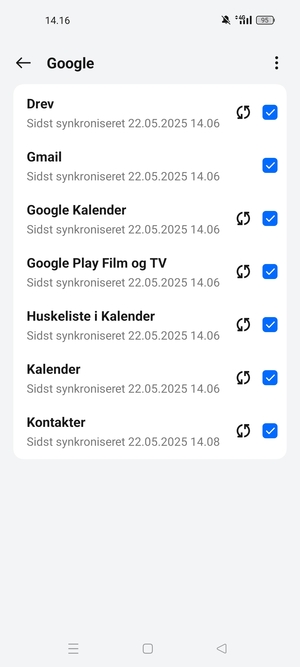 Kontroller at Kontakter er valgt