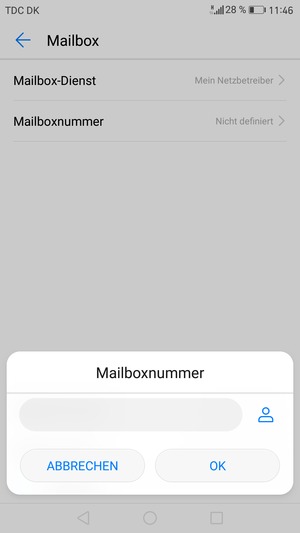 Geben Sie die Mailboxnummer ein und wählen Sie OK