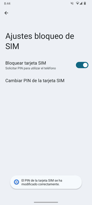 Su PIN de la  tarjeta SIM ha sido cambiado