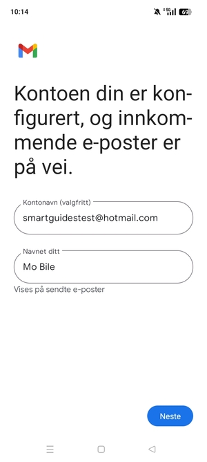 Gi kontoen din et navn, og skriv inn navnet ditt. Velg Neste