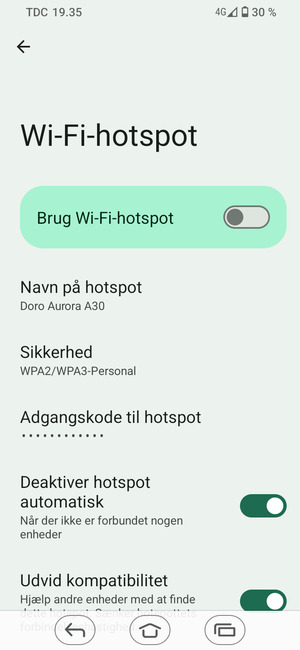 Vælg Adgangskode til hotspot
