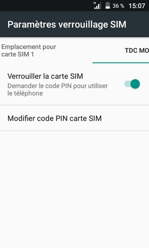 Sélectionnez Public et sélectionnez Modifier code PIN carte SIM