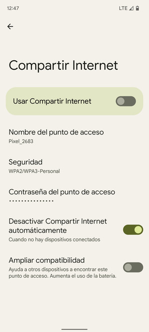 Seleccione Contraseña del punto de acceso
