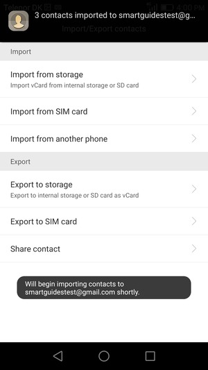 Your contacts will be saved to your Google account and saved to your phone the next time Google is synced.
