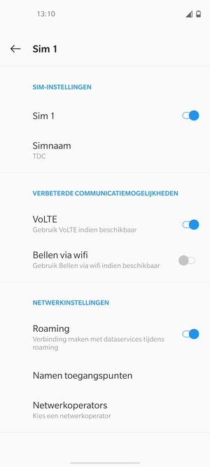 Schakel Roaming in of uit