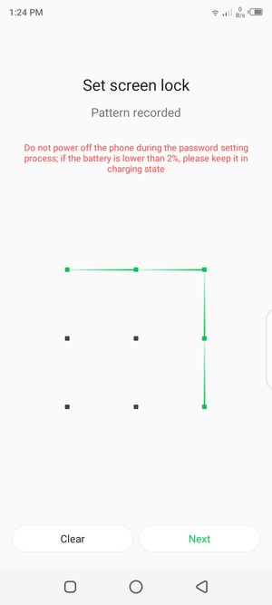 Draw an unlock pattern and select Next