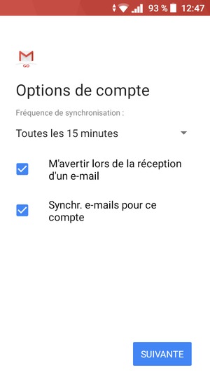 Sélectionnez SUIVANTE