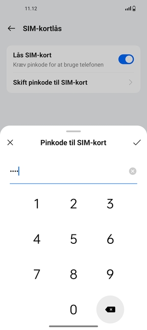 Bekræft din nye pinkode til SIM-kort og vælg OK