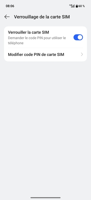 Sélectionnez Modifier code PIN de carte SIM