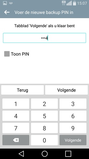 Voer een Backup PIN in en selecteer Volgende
