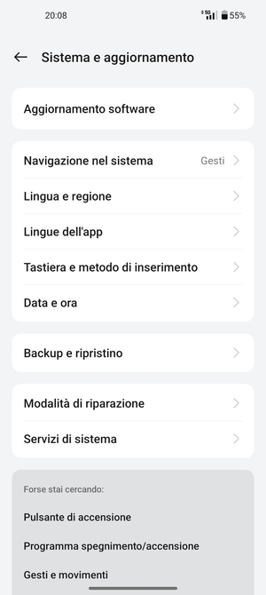 Seleziona Aggiornamento software