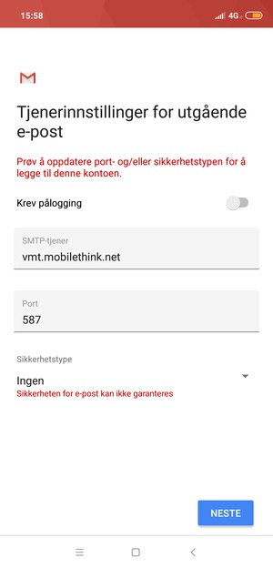 Velg NESTE