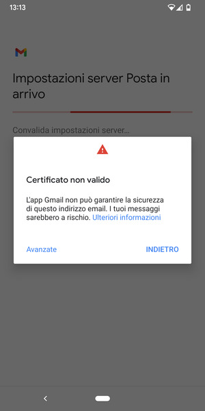 Seleziona INDIETRO