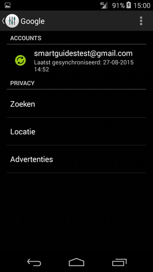 Selecteer uw back-up-account