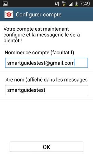 Donnez un nom à votre compte et saisissez votre nom. Sélectionnez OK
