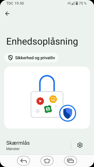 Din telefon er nu sikret med en skærmlås