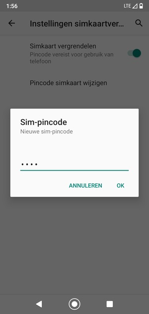 Voer uw Nieuwe SIM pincode in en selecteer OK