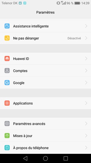 Faites défiler et sélectionnez Comptes