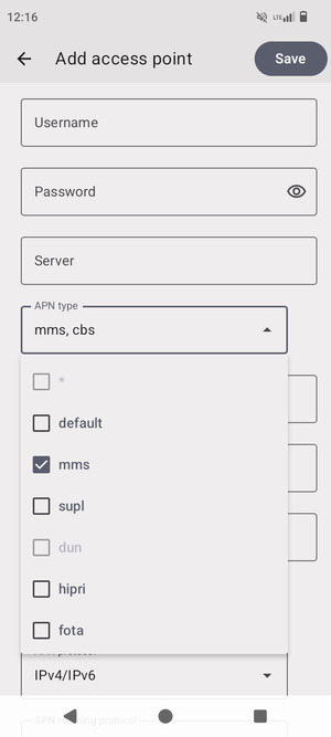 Check the mms checkbox