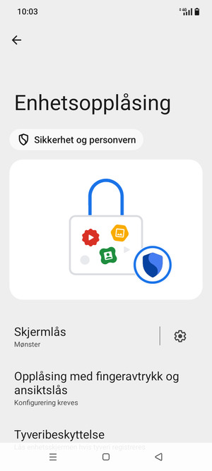 Telefonen din er nå sikret med en skjermlås