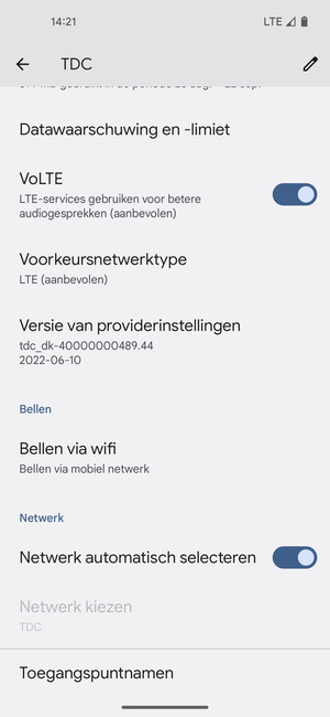 Scroll naar en selecteer Namen toegangspunten