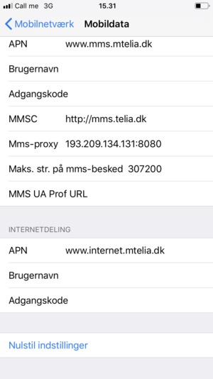 Scroll til og vælg Nulstil indstillinger