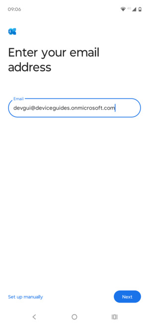 Enter your Email address and  select Set up manually