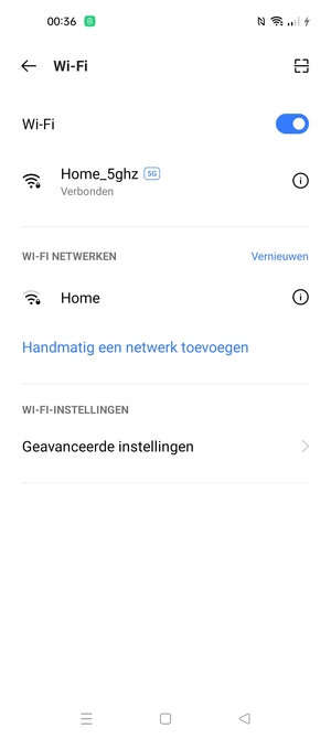 U bent nu verbonden met het WiFi-netwerk