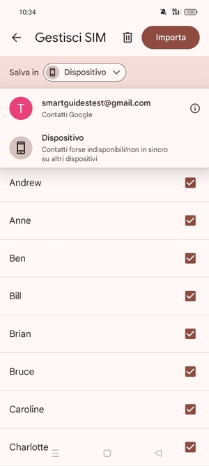 Seleziona il tuo account  Google