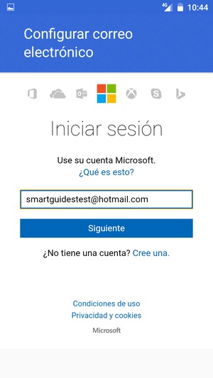 Introduzca su Dirección de correo electrónico y seleccione Siguiente