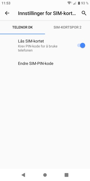 Velg Public og Endre SIM-PIN-kode