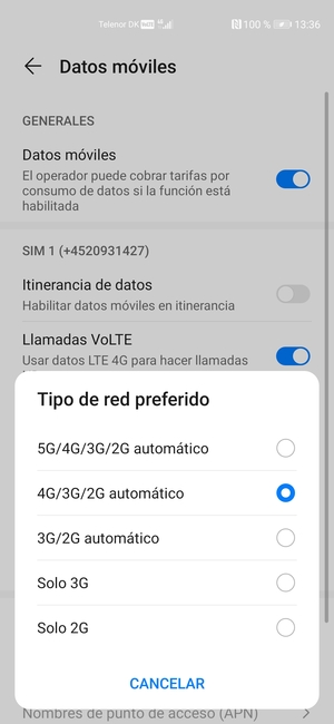 Seleccione la opción deseada