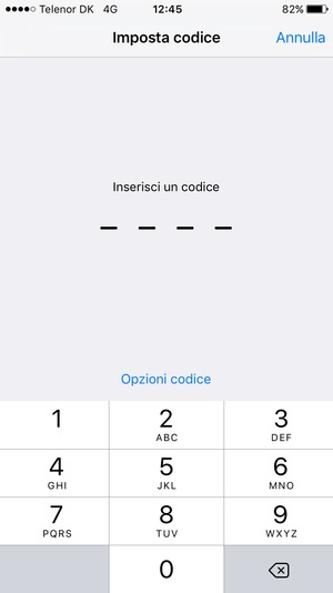 Inserisci Codice di accesso se è attivato sul tuo telefono