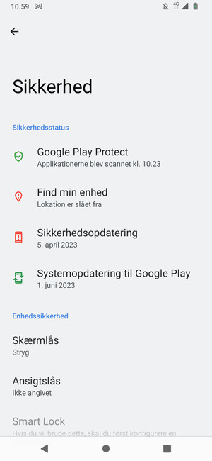 Vælg Skærmlås