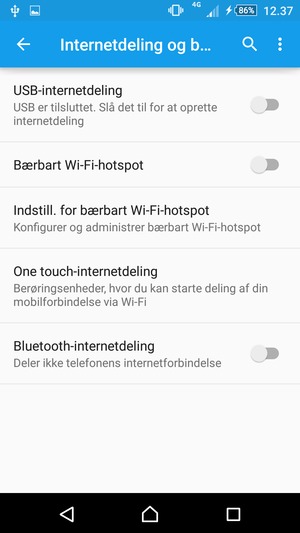 Vælg Indstill. for bærbart Wi-Fi-hotspot