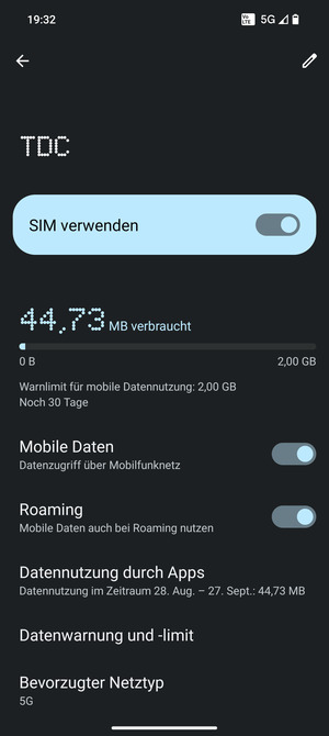 Schalten Sie Roaming an oder aus