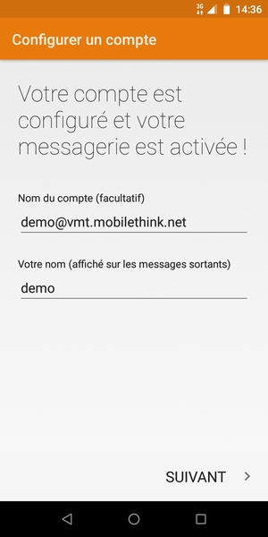 Donnez un nom à votre compte et saisissez votre nom. Sélectionnez SUIVANT