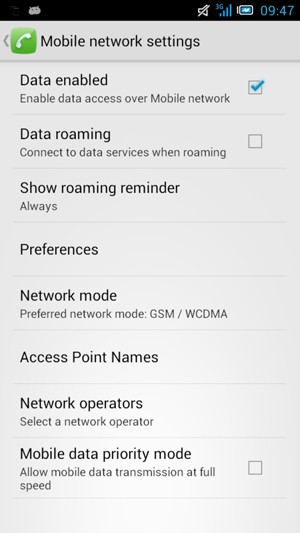 Select  Network mode